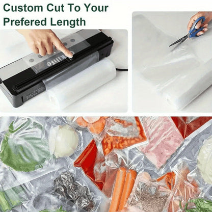 Vacuum Sealer Bags Reusable Airtight Food Storage Bags Multiple Sizes – No Power Needed, Keep Meat, Fruits & Vegetables Fresh Longer, BPA-Free Roll Bags for Kitchen Organization & Meal Prep