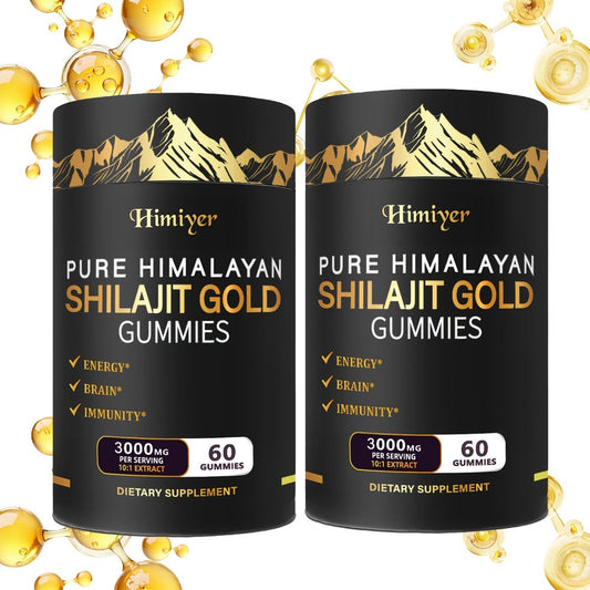 Shilajit Gummies 3000mg Pure Himalayan Shilajit with Ashwagandha Ginger & Deer Antler — Energy Stamina Vitality & Immune Support Supplement for Women and Men 2-Pack 2-Month Supply