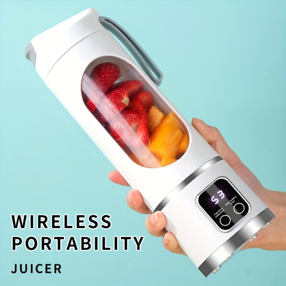 Portable USB Rechargeable Blender with LED Display – 15oz Personal Smoothie Blender for Shakes, Milkshakes & Fresh Juice, Compact Mini Blender for Home Gym Office & Travel, BPA-Free Cup