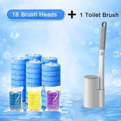 Disposable Toilet Brush Set with Replacement Brush Heads Wall Mounted or Floor Standing Bathroom Cleaning Brush Kit Hygienic No-Touch Design 19 25 31 37 49 Piece Set or Heads Only Options