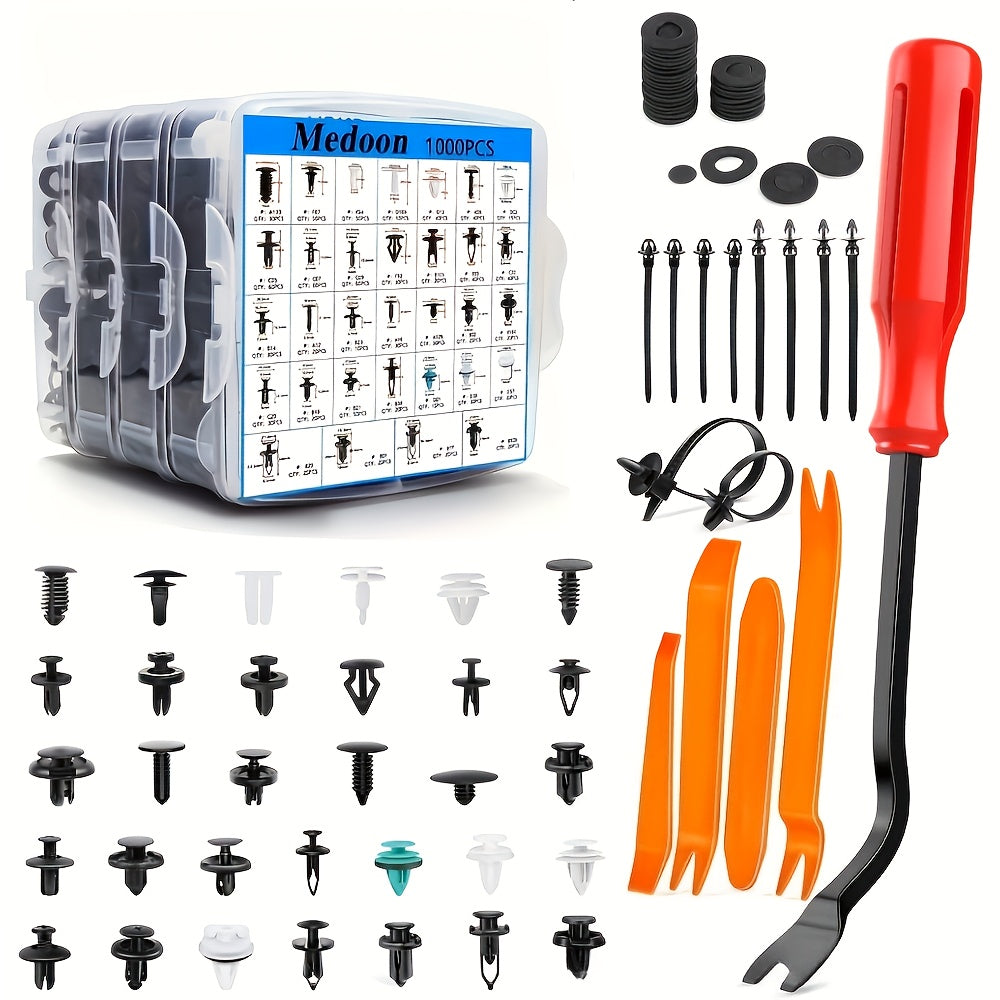 1020pcs Automotive Fastener Kit - Snap-On Plastic Expansion Screws for Bumper And Fender Fixation
