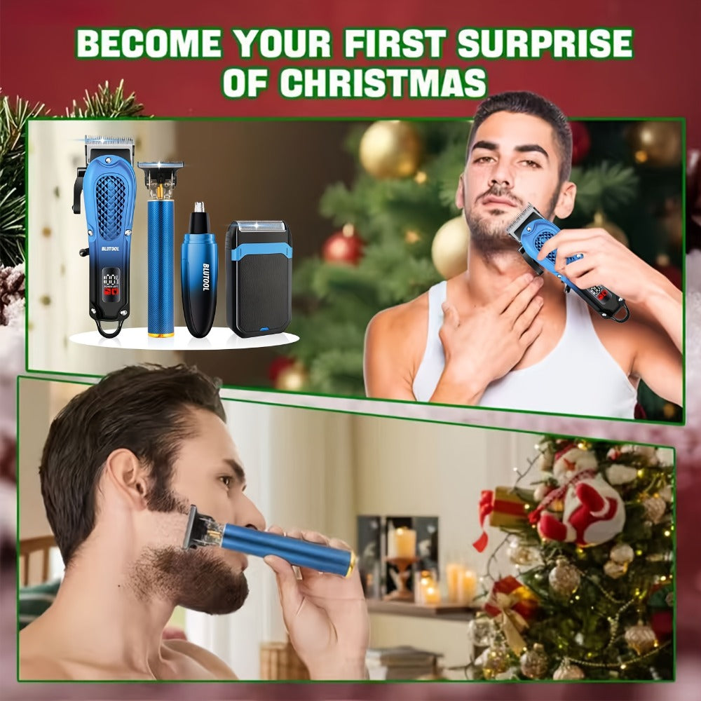 Multi-Piece Hair Clipper Kit for Men – USB Rechargeable Cordless Electric Trimmer Set, 2-Piece & 4-Piece Home Travel Barber Tool, Black Blue Gold Grooming Gift