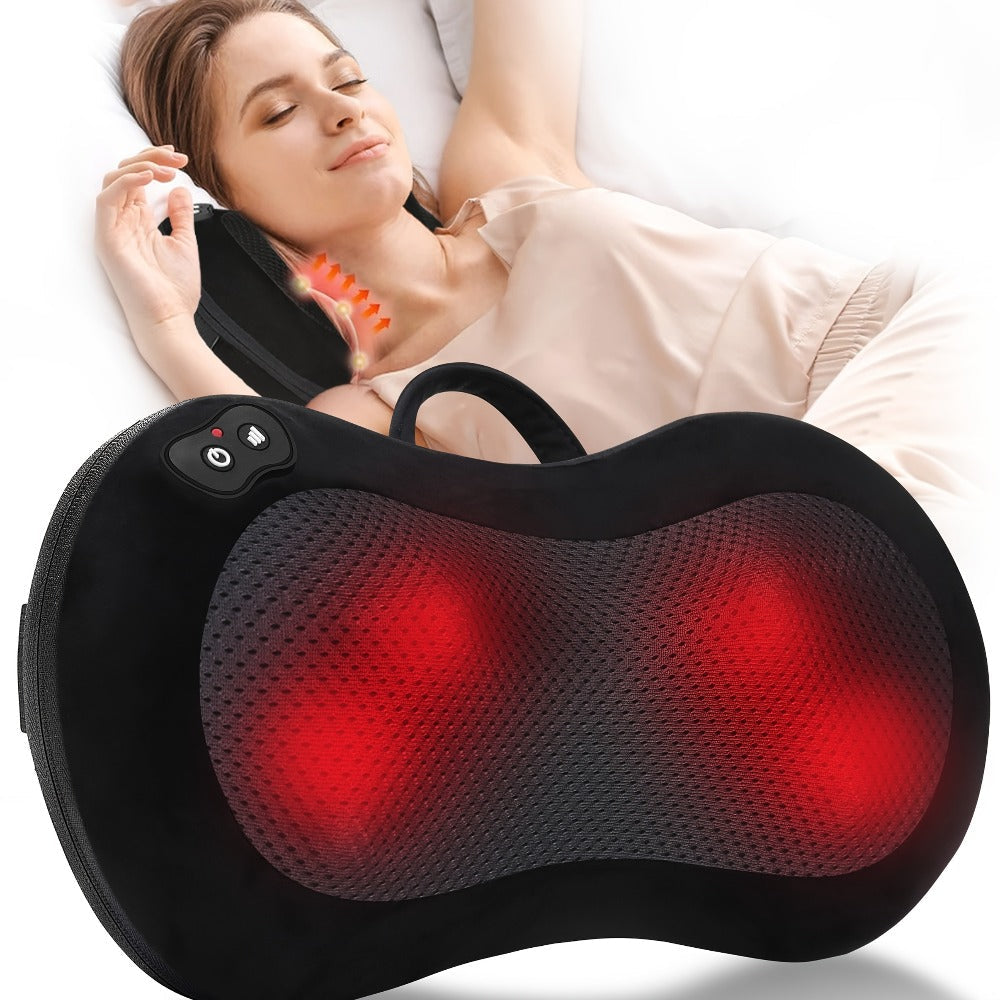 Neck & Back Massager Pillow with Heat – Wireless 3D Kneading Acupressure Electric Massage Pillow for Lumbar, Shoulder & Neck Pain Relief, Portable Unisex Gift