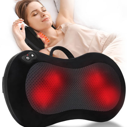 Neck & Back Massager Pillow with Heat – Wireless 3D Kneading Acupressure Electric Massage Pillow for Lumbar, Shoulder & Neck Pain Relief, Portable Unisex Gift