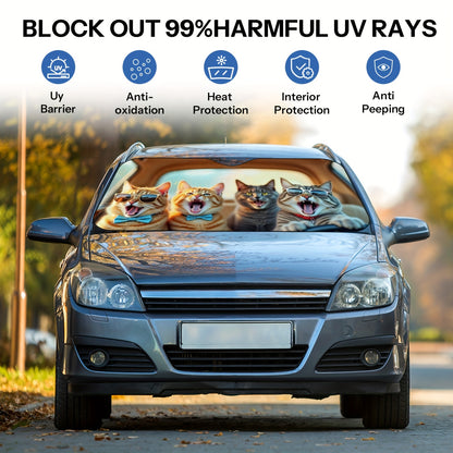 1pc Sun Protection, Cute Cat Windshield Sunshade for Car, Foldable, Easy to Install, UV Protection And Heat Dissipation, Automotive-Interior Accessories