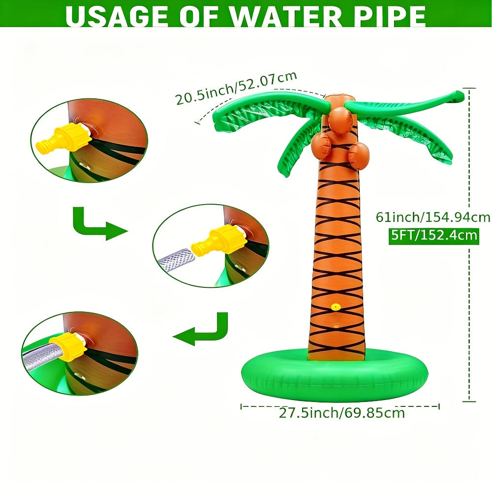 Inflatable Palm Tree Sprinkler 61 Inch for Kids – Backyard Lawn Water Spray Toy, Outdoor Splash Sprinkler for Pool Party Hawaiian Luau Beach Summer Fun Boys Girls Ages 3+