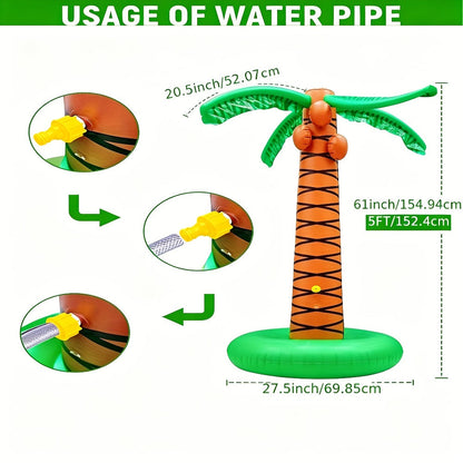 Inflatable Palm Tree Sprinkler 61 Inch for Kids – Backyard Lawn Water Spray Toy, Outdoor Splash Sprinkler for Pool Party Hawaiian Luau Beach Summer Fun Boys Girls Ages 3+