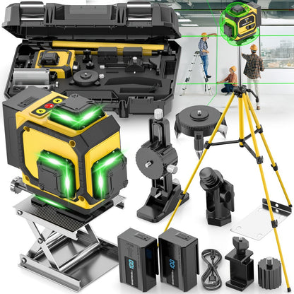 16-Line 4D Laser Level 360° Self-Leveling Cross Line Laser with Rechargeable Battery – Professional Rotary Laser for Construction, Tiling, Framing & Interior Alignment