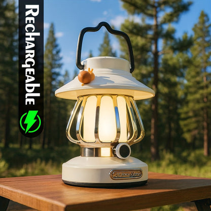 Camping Lantern Rechargeable LED, Snail Design Portable Camp Light with 3 Color Modes & Dimming, USB & Battery Dual Power, 18650 Lithium Battery, Freestanding Tent Light for Camping Hiking Emergency Home