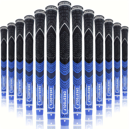 Midsize Golf Grips Set 13 Pack – All Weather Hybrid Rubber Golf Club Grips with Ecological Yarn Thread Technology, Multiple Colors, Fits Full Set of Clubs (Black, White, Red, Orange, Yellow, Blue, Gray)