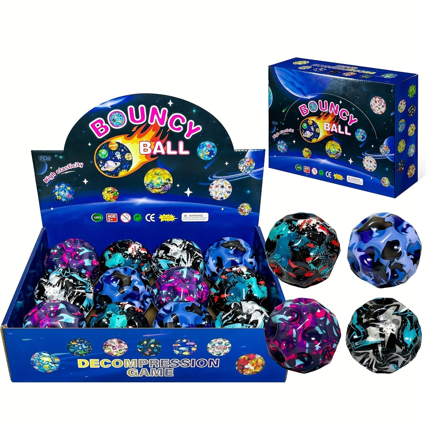 High Bounce Balls 12-Pack – Super Bouncy Faux Leather Mixed Color Bouncy Balls, Extreme High Bouncing Ball Set for Kids, Improves Hand-Eye Coordination, Easy to Grip, Fun Outdoor & Indoor Play Toy