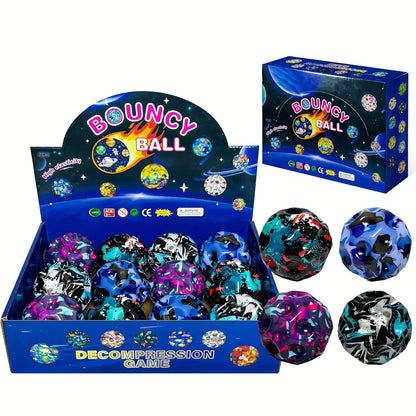 High Bounce Balls 12-Pack – Super Bouncy Faux Leather Mixed Color Bouncy Balls, Extreme High Bouncing Ball Set for Kids, Improves Hand-Eye Coordination, Easy to Grip, Fun Outdoor & Indoor Play Toy