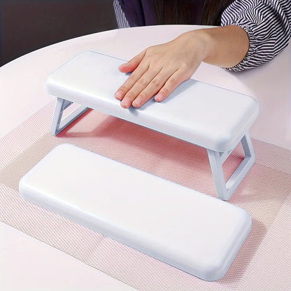 Folding Nail Armrest Hand Rest for Nail Technicians - Cushioned Wrist Support Pillow Bracket, Portable Manicure Table Stand, Professional Salon Nail Station Accessory, Pink White Purple