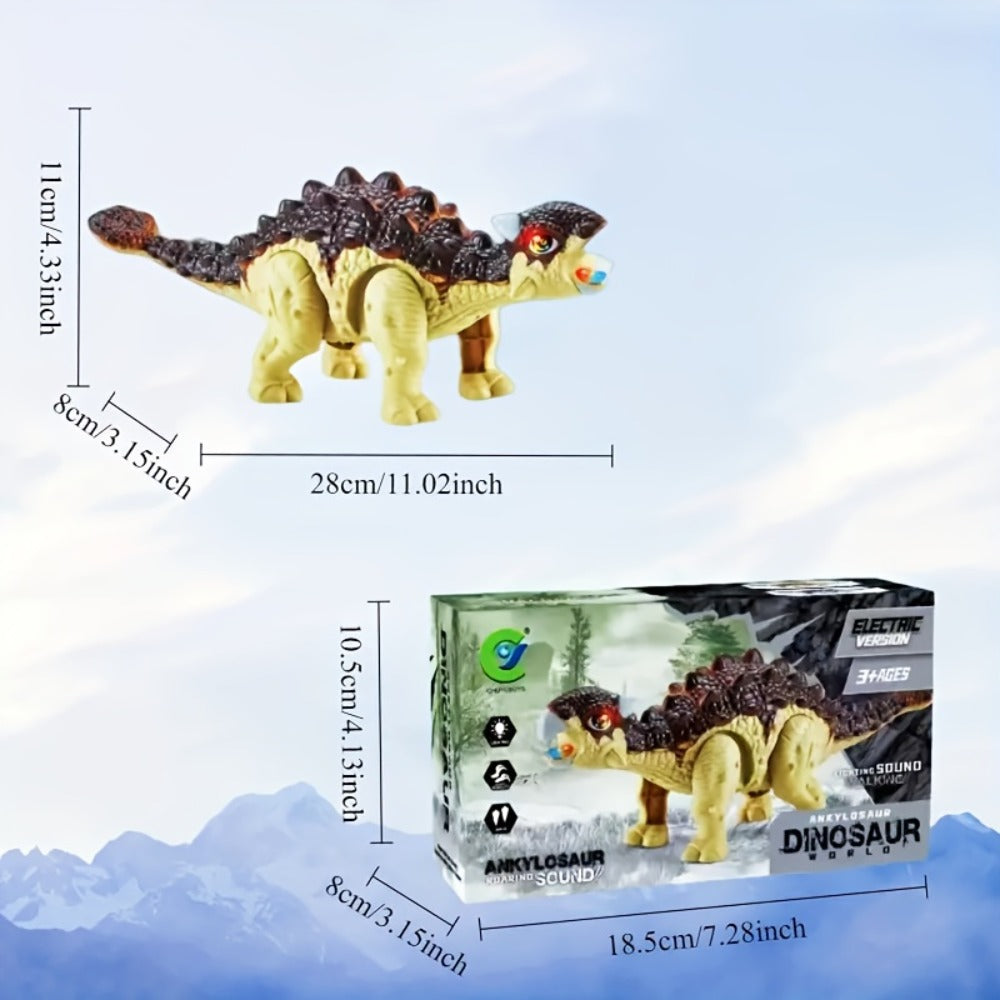 Walking Ankylosaurus Dinosaur Toy with Glowing Lights & Roaring Sound – Automatic Interactive Robot Dinosaur for Kids Ages 3-12, Birthday Christmas Gift for Boys and Girls, Brown or Blue