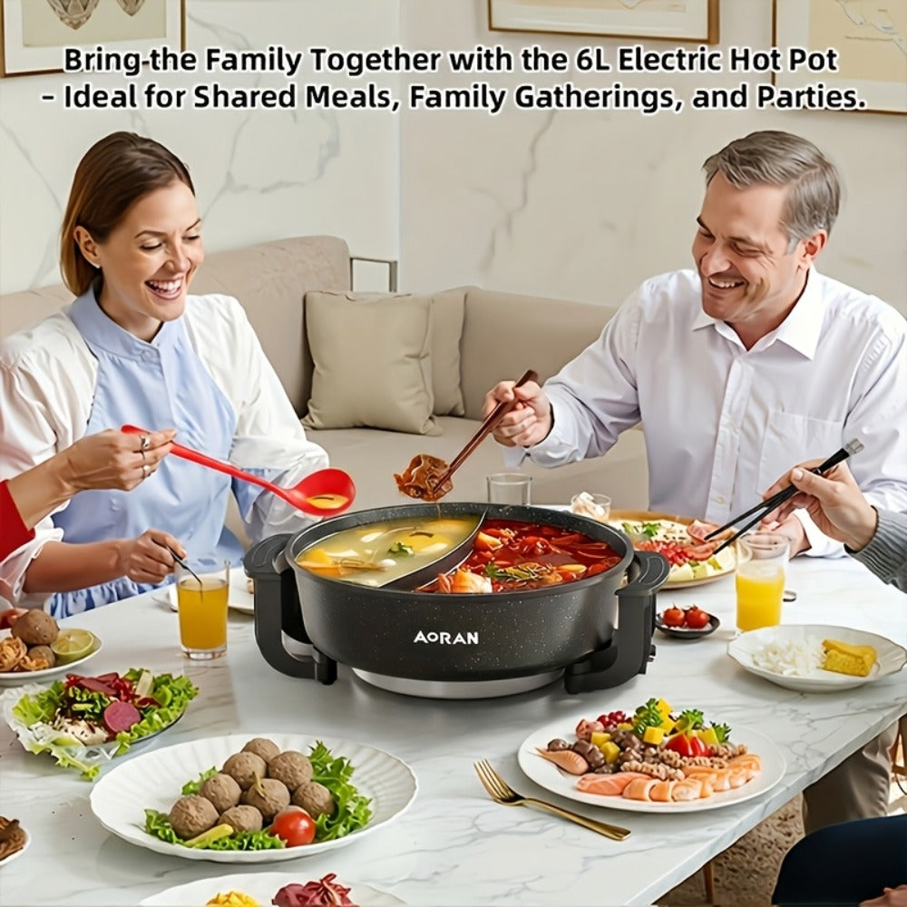 Mandarin Duck Hot Pot Electric – Large Capacity Non-Stick Divided Hot Pot for Steaming, Boiling, Frying & Stewing, Quick Heating, US Plug, Perfect for Family Hot Pot Night