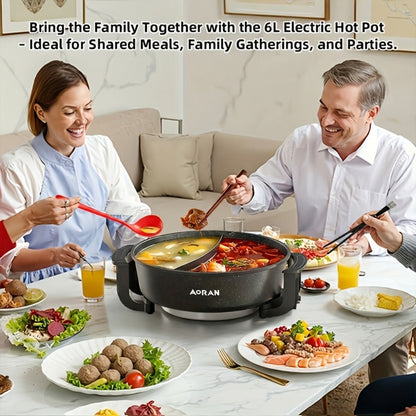Mandarin Duck Hot Pot Electric – Large Capacity Non-Stick Divided Hot Pot for Steaming, Boiling, Frying & Stewing, Quick Heating, US Plug, Perfect for Family Hot Pot Night