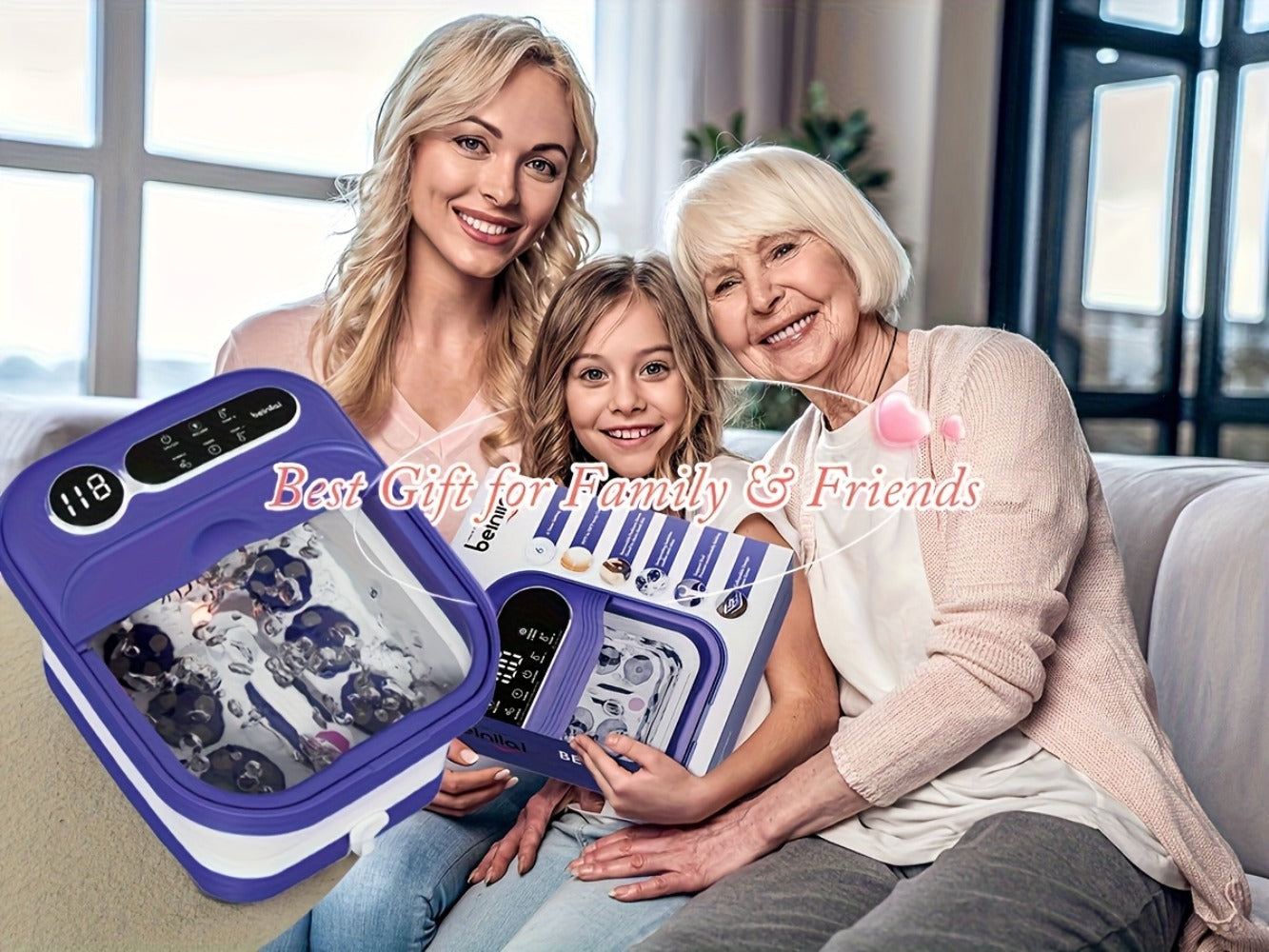 Foot Spa Bath Massager with Heat and Bubbles – Foldable Electric Foot Soak Tub with Automatic Heating, Bubble Massage, Relaxation Therapy for Home Use