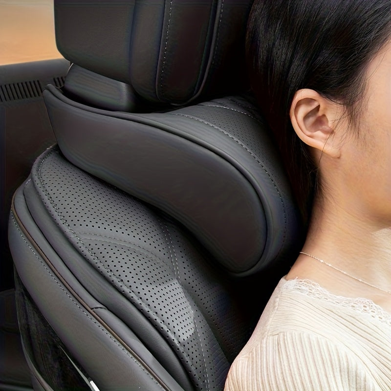 Luxury Car Neck Pillow, Napa Leather Headrest, Seat Cushion, Neck Support Pillow, Car Seat Cushion, Comfortable And Breathable, Lumbar And Neck Support, Exquisite Embroidery, Suitable for All Seasons, Car Interior Decorative Additions