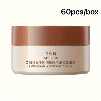 Niacinamide Firming Eye Mask Patches 60pcs with Caffeine & Hyaluronic Acid Lift Tighten Brighten Dark Circles Puffiness Fine Lines Moisturizing Under Eye Patches All Skin Types Gift Women Men