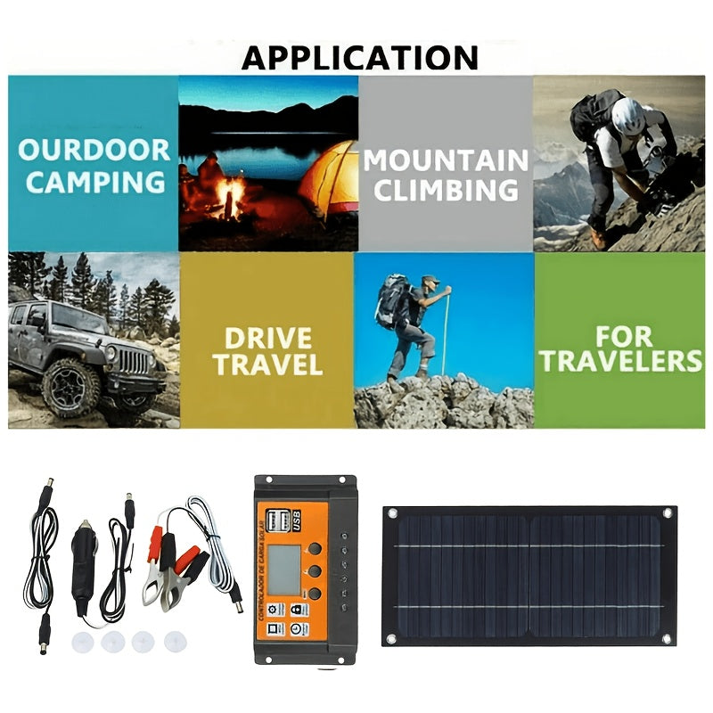Self-Charging Solar Bundle, High Output Mono Panel, Trailer RV Gear, Plug & Play System, Outdoor Backup Power