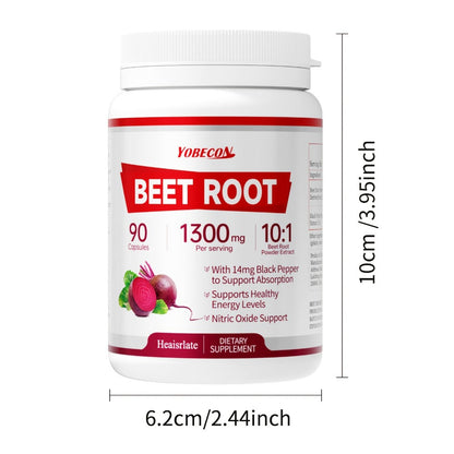 Beet Root Capsules 1300mg High Strength – Nitric Oxide Booster for Blood Flow, Circulation & Cardiovascular Support – Plant-Based Vegetarian Formula – 1/2/3 Bottle Options – Vitamins & Supplements