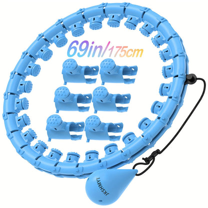 Weighted Hula Hoop Exercise Ring 69" – Smart Pilates Circle with 30 Detachable Knots, Plus Size Adjustable Fitness Hoop for Adults, Beginners & Core Workout