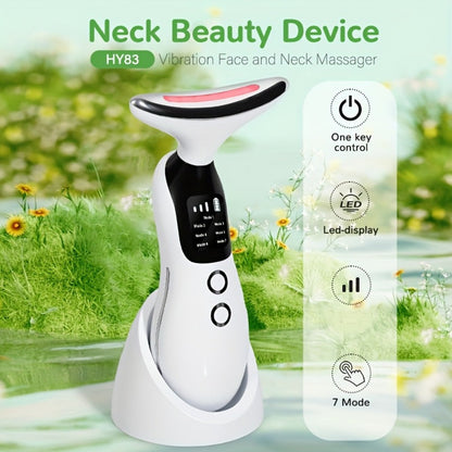 7-in-1 Neck Beauty Device with Base – Multi-Functional Skincare Tool, USB Rechargeable, Anti-Aging Neck Firming & Lifting, Mother's Day Gift for Women