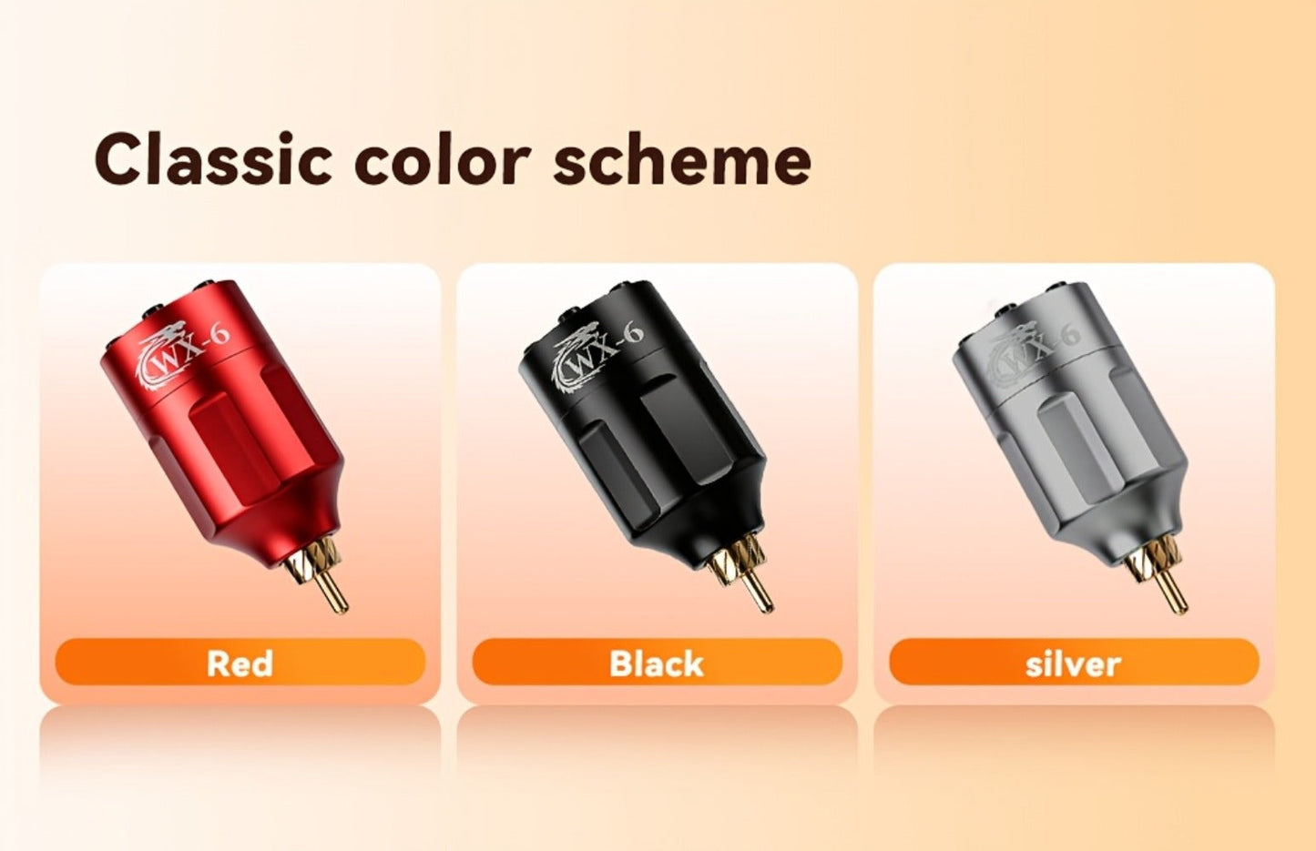 Wireless Tattoo Power Supply Portable Rechargeable Battery LED Digital Display RCA DC Connector Coreless Motor for Rotary Tattoo Pen Machine - Red Silver Black