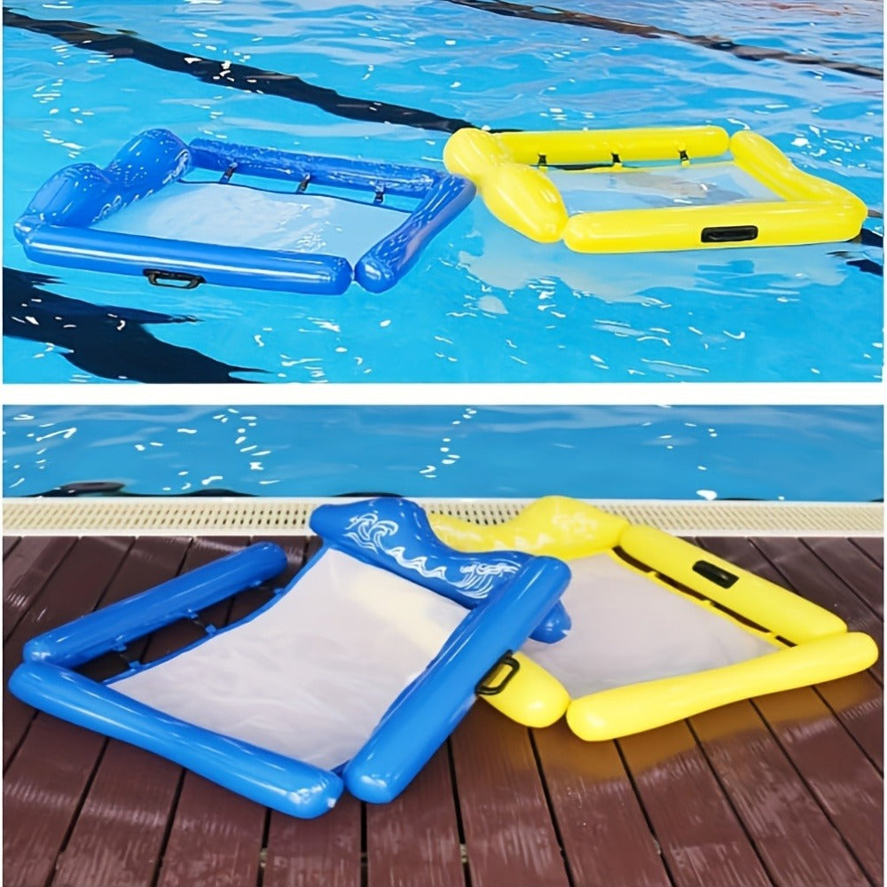 Ergonomic Floating Water Hammock Pool Lounge Chair Inflatable Recliner Sturdy PVC Colorful Design for Adults Swimming Pool Lake Beach Summer Relaxation Blue