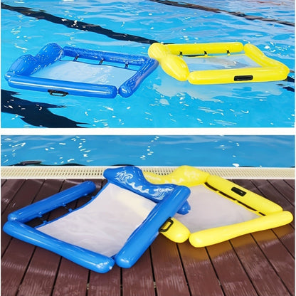 Ergonomic Floating Water Hammock Pool Lounge Chair Inflatable Recliner Sturdy PVC Colorful Design for Adults Swimming Pool Lake Beach Summer Relaxation Blue