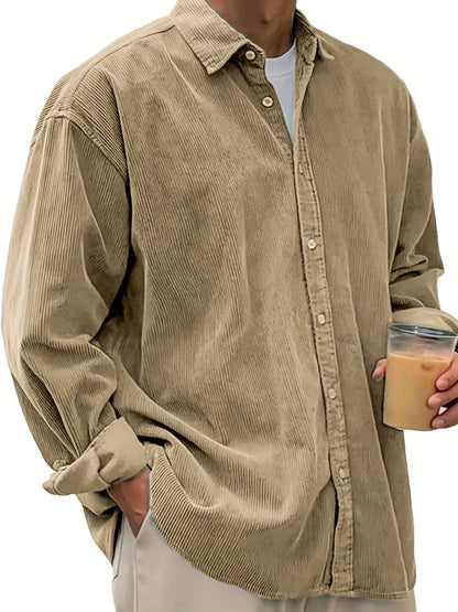 Men's Solid Relaxed Fit Long Sleeve Casual Shirt - Easy Care