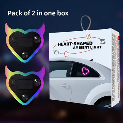 Set of 2 Car Interior Neon Heart Lights Available in Blue, Pink, Red, Ice Blue, Rechargeable Via Solar Or USB, Featuring 5 Lighting Modes, Perfect for Decorating Car Dashboards And Home Parties, an Ideal Gift for Couples During Halloween, Christmas