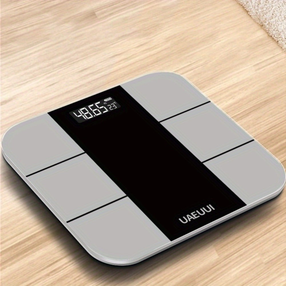 Smart Body Fat Scale with Wireless App Sync – Digital Bathroom Scale, Body Composition Tracker, Battery-Powered, Compact Design for Home & Bathroom, Easy Placement, Gray