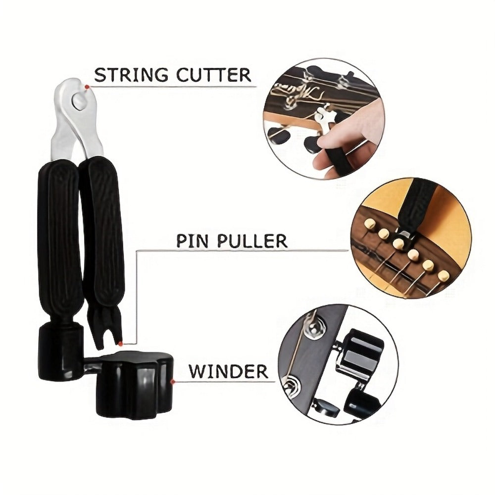 60pcs Acoustic Guitar Accessories Kit Including Guitar Strings, Tuner, Capo, 3-in-1 Restring Tool, Pick Holder, Bridge Pins, Nuts & Saddles, Finger Protector, Finger Picks, Fretboard Stickers detail image - detail view 11
