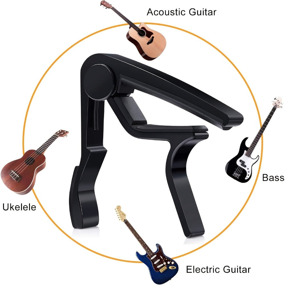 60pcs Acoustic Guitar Accessories Kit Including Guitar Strings, Tuner, Capo, 3-in-1 Restring Tool, Pick Holder, Bridge Pins, Nuts & Saddles, Finger Protector, Finger Picks, Fretboard Stickers detail image - detail view 3