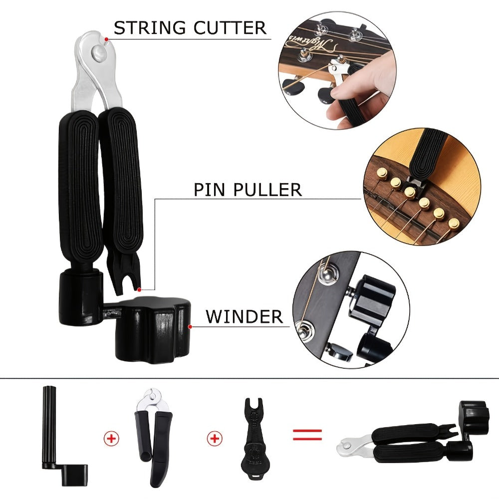 60pcs Acoustic Guitar Accessories Kit Including Guitar Strings, Tuner, Capo, 3-in-1 Restring Tool, Pick Holder, Bridge Pins, Nuts & Saddles, Finger Protector, Finger Picks, Fretboard Stickers detail image - detail view 6