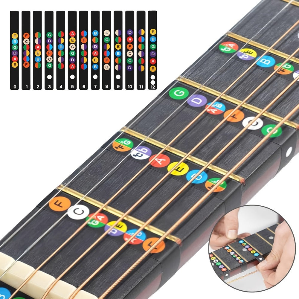 60pcs Acoustic Guitar Accessories Kit Including Guitar Strings, Tuner, Capo, 3-in-1 Restring Tool, Pick Holder, Bridge Pins, Nuts & Saddles, Finger Protector, Finger Picks, Fretboard Stickers detail image - detail view 9
