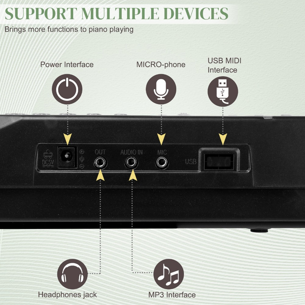 61-Key Digital Piano Starter Kit with Stand, Bench and Teaching Modes detail image - detail view 9