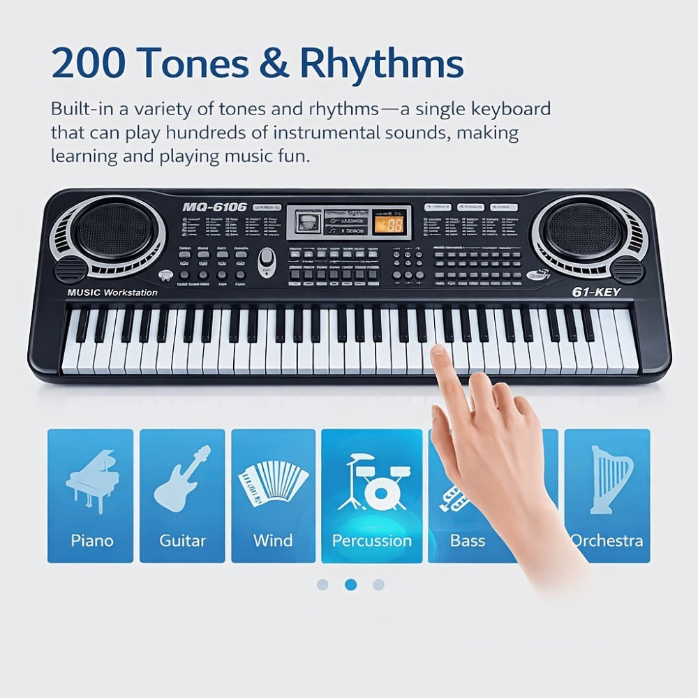 61-Key Keyboard Accessory Kit with Microphone, Sheet Music and Key Stickers detail image - detail view 4