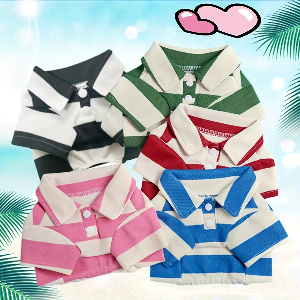 Dog Shirts 5-Pack Striped Breathable T-Shirts for Small Dogs & Cats – Soft Puppy Sweatshirt Costumes for Chihuahua, Poodle, Teacup Breeds, Boys & Girls, Sizes XS–4XL