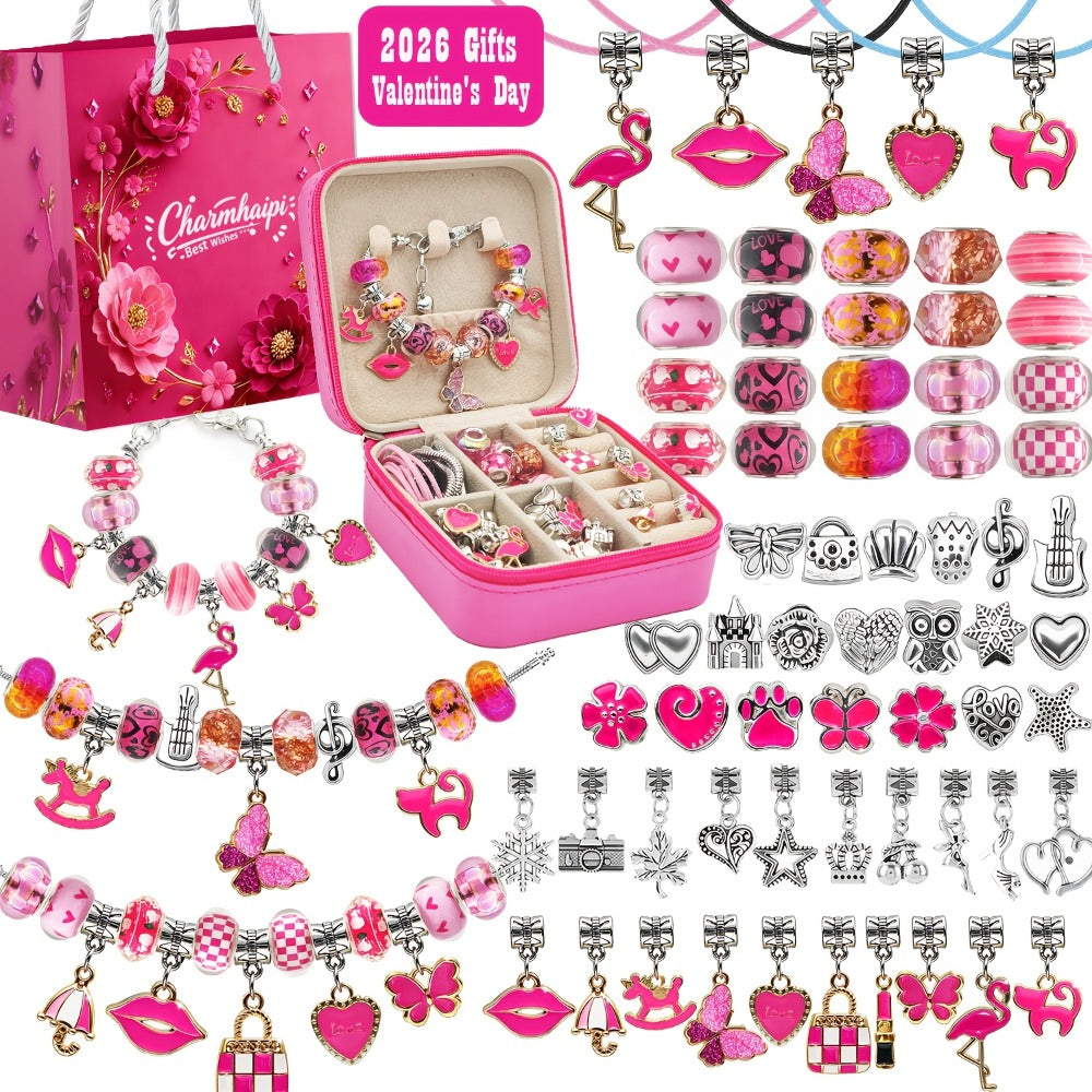 Bracelet Making Kit for Girls & Women – DIY Unicorn Mermaid Jewelry Craft Set with Portable Jewelry Box, Handmade Beaded Bracelet, Birthday Christmas Valentine's Day Graduation Gift