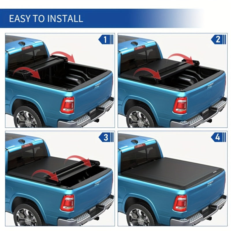 YINTATECH Soft Quad- Fold Tonneau Cover Built For Dodge Ram 1500/ 2500/ 3500 2002- 2025 6.4/6.5ft Truck Beds & W/ O Ram Box Models