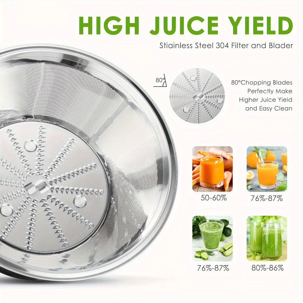 Centrifugal Juicer Machine 400W Wide Mouth Whole Fruit Vegetable Juice Extractor Stainless Steel BPA Free Easy Clean Nonslip Feet Silver