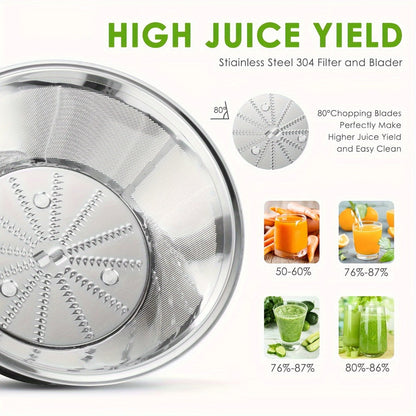 Centrifugal Juicer Machine 400W Wide Mouth Whole Fruit Vegetable Juice Extractor Stainless Steel BPA Free Easy Clean Nonslip Feet Silver