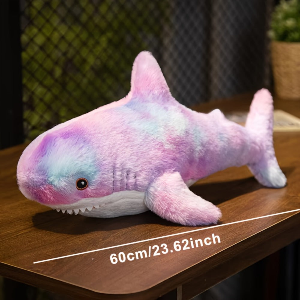 Shark Stuffed Animal Plush Pillow 24 Inch – Jumbo Soft Cute Shark Plush Toy for Kids Boys Girls Adults, Ocean Sea Animal Cuddle Pillow, Birthday Christmas Holiday Gift, Blue Grey Rainbow Colors