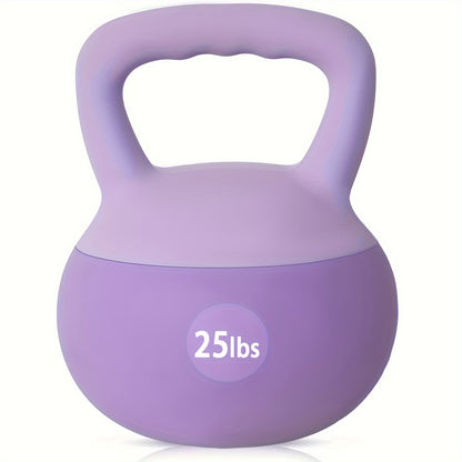 Soft PVC Kettlebell Iron Sand Filled – Wide Non-Slip Handle, 10 to 25 lbs, Safe for Home Use – Strength Training Weights for Women & All Fitness Levels, 4 Colors