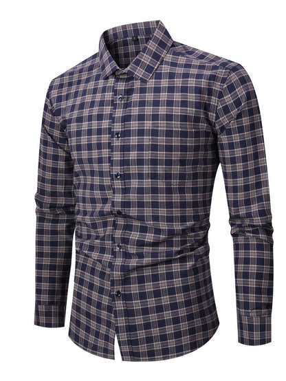 Men's Plaid Long Sleeve Casual Shirt - Easy Care