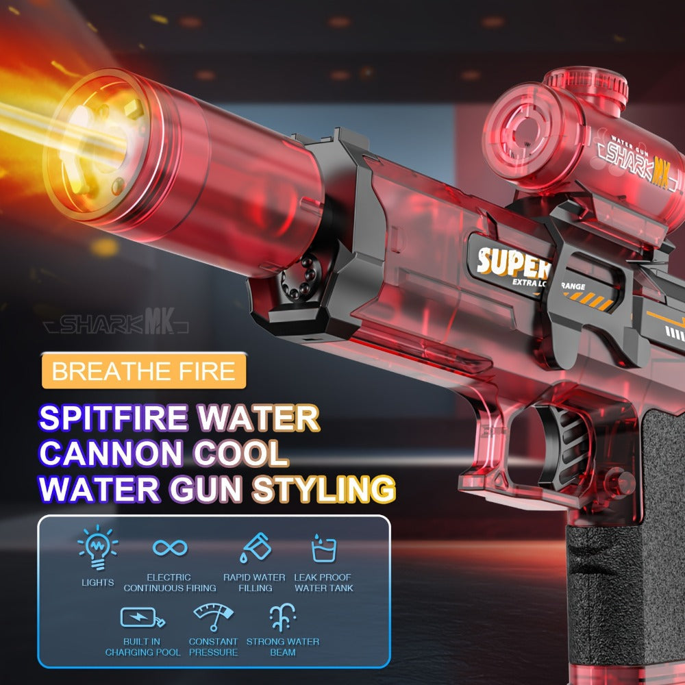 Automatic Electric Water Gun Large Capacity for Kids & Adults – High-Power Squirt Blaster for Pool Beach Lawn Backyard Summer Water Battle, Birthday Party Gift for Boys Girls Ages 6+ (Blue & Red)