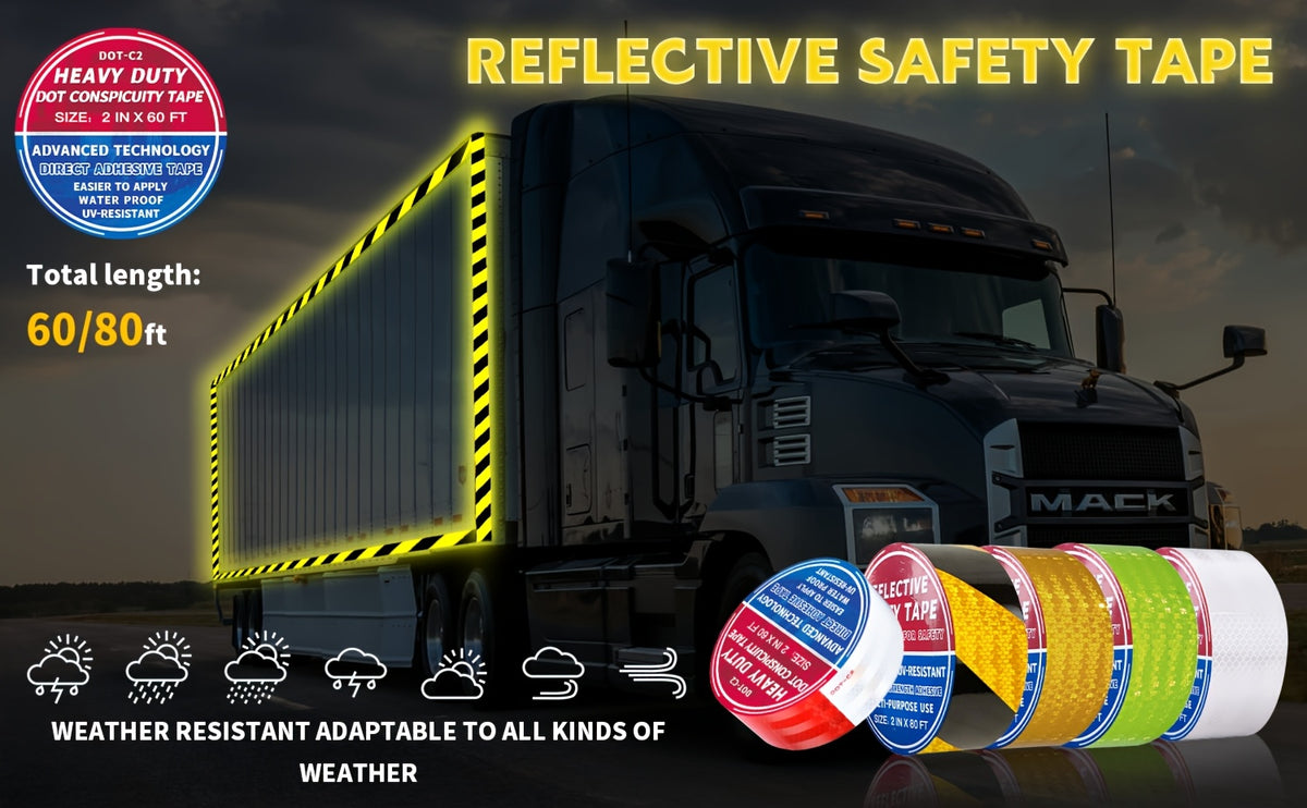 [Multi-volume Series]DOT-C2 Reflective Tape 2" X 60ft | Red & White, Ultra-Bright 360° Safety Marking for Trucks, Trailers, Vans & Construction Signs All-Weather Strong Roll