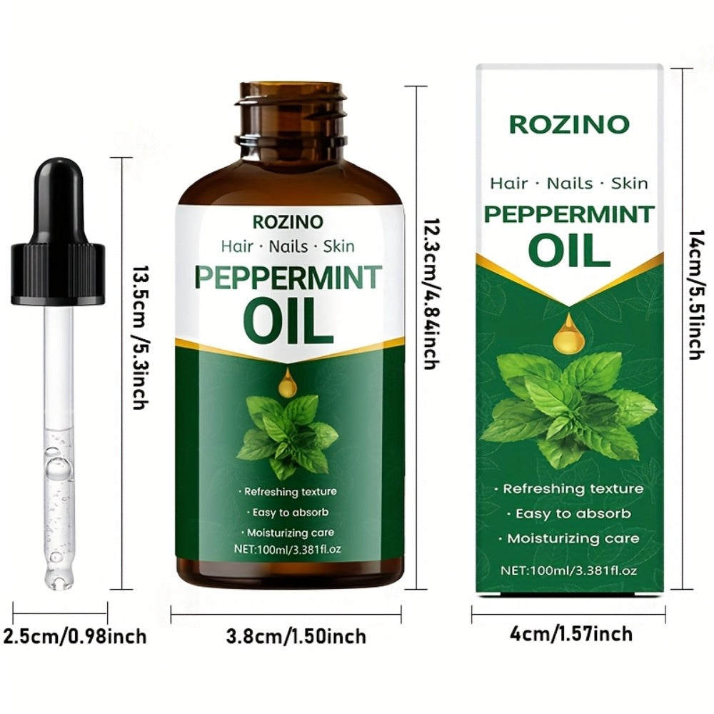 Peppermint Essential Oil 100% Pure Plant-Derived 100ml — Multipurpose Cooling Oil for Massage, Aromatherapy, Scalp & Hair Care, Skin, Nails, Face & Body, Diffuser & Shower Use